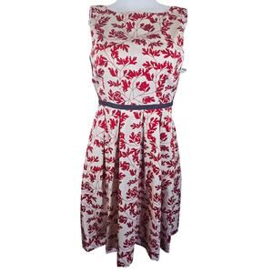 Hoss Intropia Novelity Red Maple Leaves Women's Business Casual Dress 38 - US 6